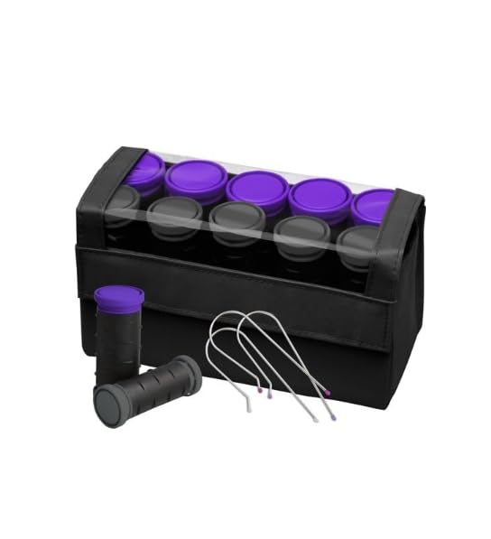 Compact Ceramic Hot Rollers Travel Set – 10 Piece, 1.25" with Ionic and Anti-Static Technology