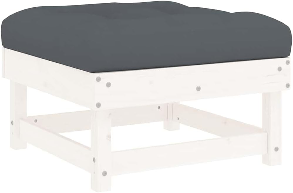 Patio Sofa, Garden Footstool White, Anthracite