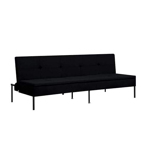 Loveseat Sofa Bed 63” with 5 Reclining Positions, Convertible Futon Sleeper, 600lbs Weight Capacity, Durable Iron Frame with Black Powder Coating & Polyester Upholstery,Black