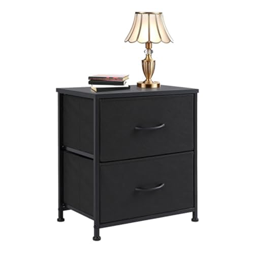 Nightstand with 2 Drawers, Bedside Table Small Dresser with Removable Fabric Bins, Night Stand, Bedside Furniture, End Table with Fabric Bins for Bedroom, Closet