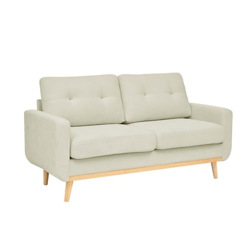 67.7” Small Loveseat Sofa,Corduroy Upholstered 2-Seater Couches,Mini Sleeper Sofa Couch with Wooden Legs for Living Room, Studio, Apartment (Cream)