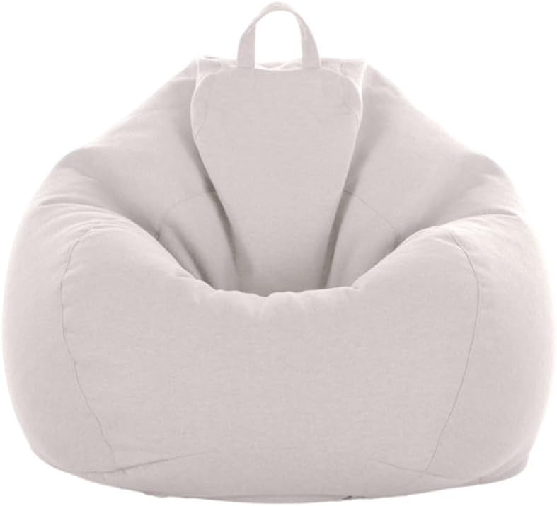 Stuffed Animal Storage Bean Bag Chair Cover (No Filler, Cover Only), Washable Ultra Soft Linen Cloth Bean Bag Cover for Organizing Plush Toys Or Textile,Purple,M