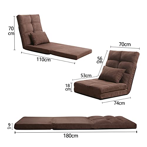 Anwick Adjustable Folding Lazy Sofa Bed and Mattress 5 Position Adjustable Floor Play Sofa with 1 Pillow for Bedroom/Living Room/Balcony