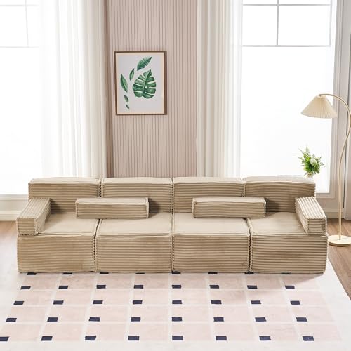 Modular Sectional Sofa - Comfy Upholstered Cloud Couch for Living Room - Modern Minimalist Couch,Deep Seat,No Assembly Required