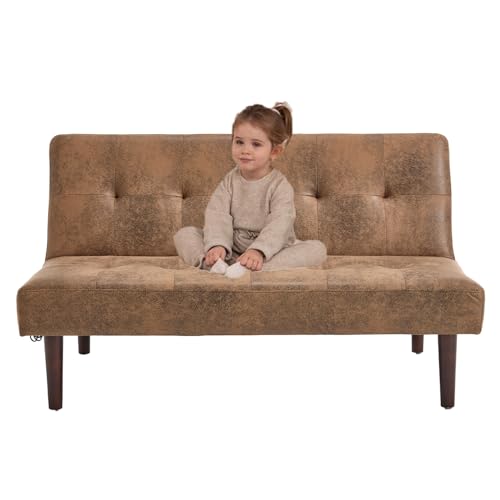 45" Modern Velvet Convertible Folding Futon Couch Sofa Bed,with Adjustable Backrest Memory Foam Couch Double Small Mini Love Seat Sofa for Compact Living, Dorm,Office,Apartment,Bedroom (Coffee)