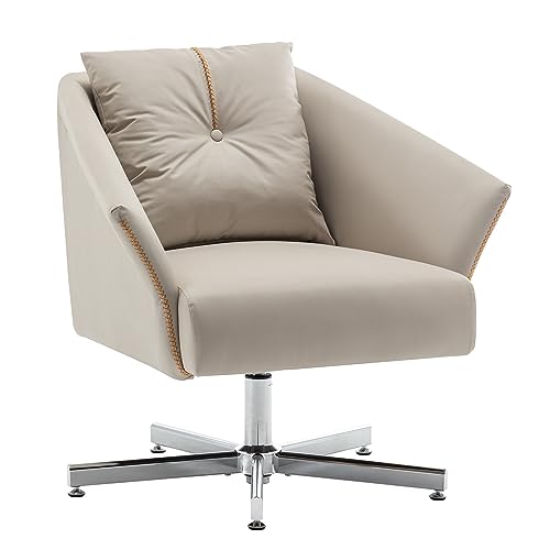 Awonde Swivel Chairs for Living Room Accent Chair Faux Leather Armchair Bedroom Reading Chair Beige