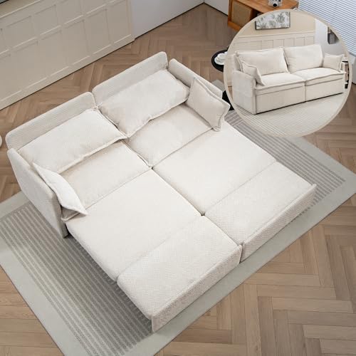 3-in-1 Pull Out Sofa Bed with Storage & USB Charging, Corduroy Convertible Sleeper Couch for Small Spaces, L-Shaped Sofa Bed for Living Room, Bedroom, Apartment