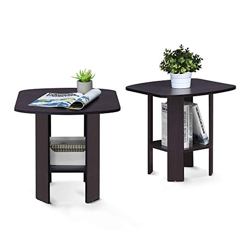 Furinno Tidur Criss-Crossed Nightstand, Bedside Table, Espresso