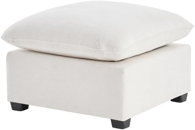 86"x86" Modern L-Shape Sectional Sofa Set, 5-Seat Chenille Modular Couch with 2 Pillows, Customizable Living Room Furniture for Apartment, Office (White + Chenille-1)