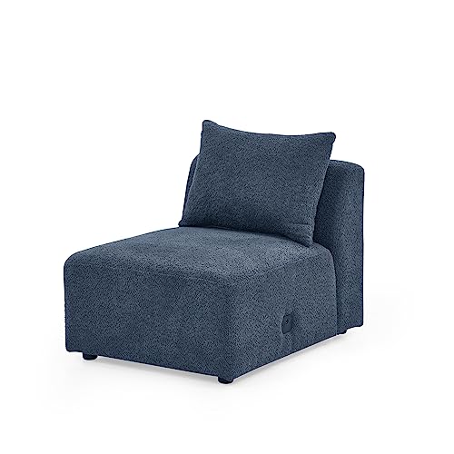 Modular Sofa Single Chair, Sturdy Solid Wood Frame, High-Density Foam and Pocket Spring Fill, Navy