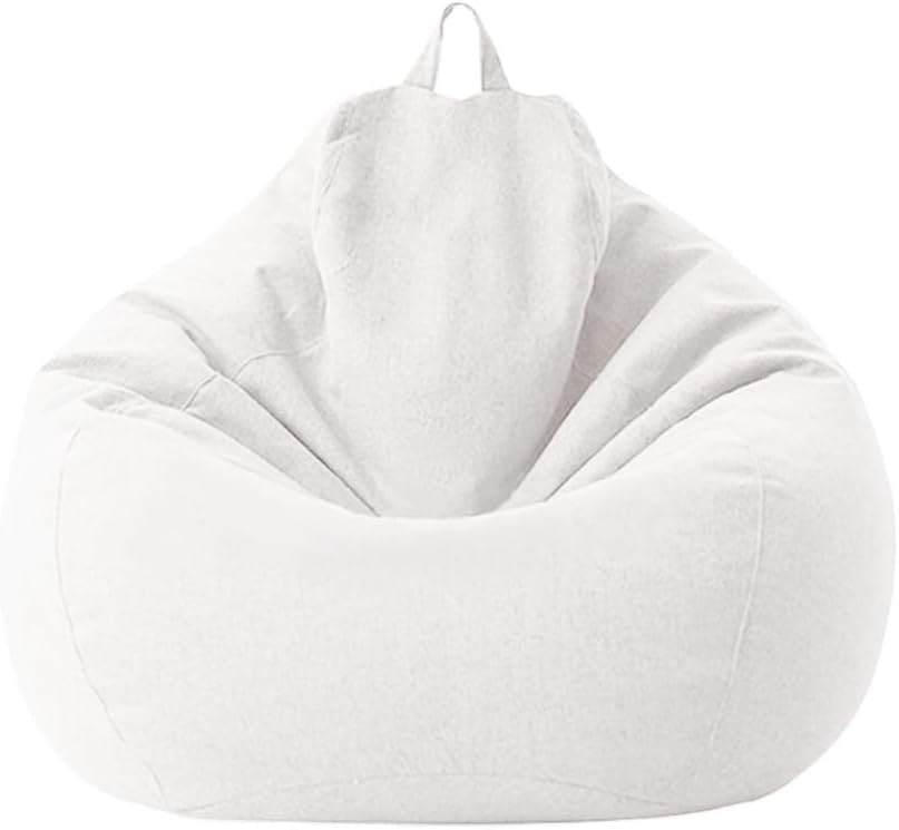(Without Filler Large Small Lazy Sofas Cover Chairs Cover Cloth Lounger Seat Bean Bag Pouf Puff Couch Living Room Beanbags Cover,White,70X80cm