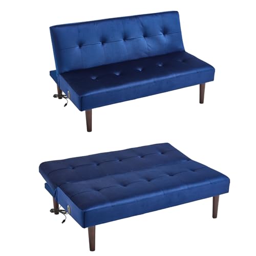 Coffee Modern Velvet Convertible Folding Futon Couch Sofa Bed, 45" Small Mini Loveseat Sofa Beds With Adjustable Backrest Memory Love Seat Double for Compact Living Dorm Office Bedroom (Coffee)