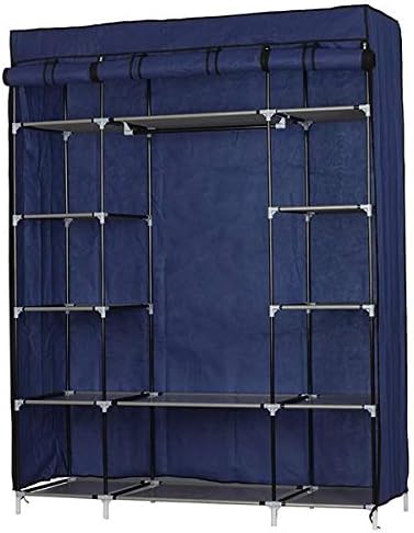 Portable Wardrobe Closet with 5 Layers, 12 Compartments, Navy Blue, 52.4 x 18.1 x 67 inches