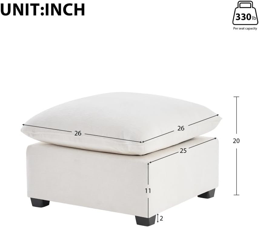 86"x86" Modern L-Shape Sectional Sofa Set, 5-Seat Chenille Modular Couch with 2 Pillows, Customizable Living Room Furniture for Apartment, Office (White + Chenille-1)
