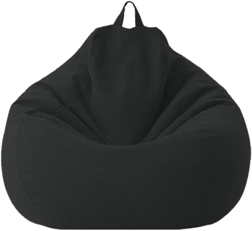 (Without Filler Large Small Lazy Sofas Cover Chairs Cover Cloth Lounger Seat Bean Bag Pouf Puff Couch Living Room Beanbags Cover,Black,70X80cm