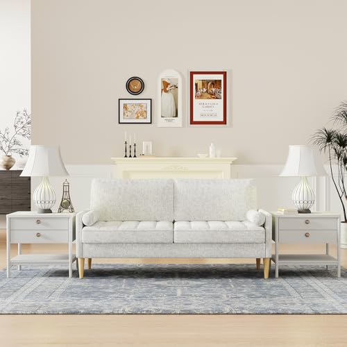 69" 3 Seater Sofa Couch, Modern Upholstered Fabric Sofa with Solid Wood Frame, Tool-Free Assembly, Space-Saving Design for Living Room, Apartment, Bedroom, Beige