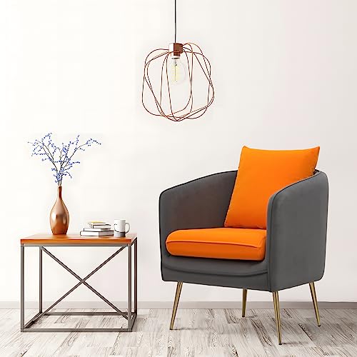 Magshion Accent Chair with Backrest Pillow, Modern Barrel Armchair, Small Reading Chair, Upholstered Single Sofa Chair for Living Room, Bedroom, Office, 550 lbs Capacity - Orange & Gray