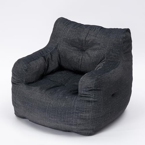 Bean Bag Chairs, Bean Bag Couch for Kids and Adults, Lounge Sofa Chair Fluffy for Bedroom, Living Room, Dorm Room, Premium Durable Cotton Linen Fabric and Memory Sponge, Dark Gray