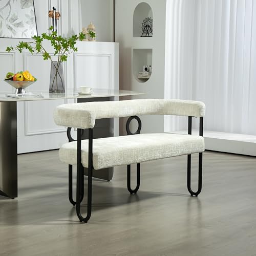 Chenille Loveseat Sofa 2-Seater with Metal Legs, Modern 47'' Compact Couch for Small Spaces,Mini Couches for Living Room/Apartment/Dorm/Office,Settee (Chenille, Black)