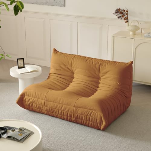 Luxury Ottomans, Modern Square Foot Rest for Sofa Couch Chair, Lazy Floor Seating, Fireside Bean Bag Chair, Tatami Sofa Lounger for Living Room, Bedroom, Office, White