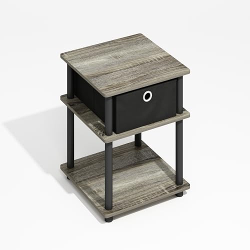 Furinno Turn-N-Tube Easy Assembly Multipurpose End Table / Side Table / Sofa Table / Nightstand, Round Tubes, Blackwood
