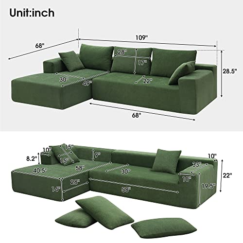 109" x 68" Modular Sectional Sofa Set, Modern Minimalist Couch, Upholstered Living Room Furniture, 2-Piece Free Combination L-Shape Sofa for Living Room, Bedroom, or Salon, Cream