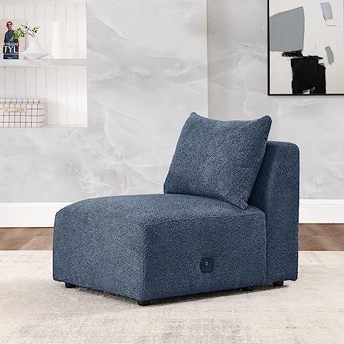 Modular Sofa Single Chair, Sturdy Solid Wood Frame, High-Density Foam and Pocket Spring Fill, Navy