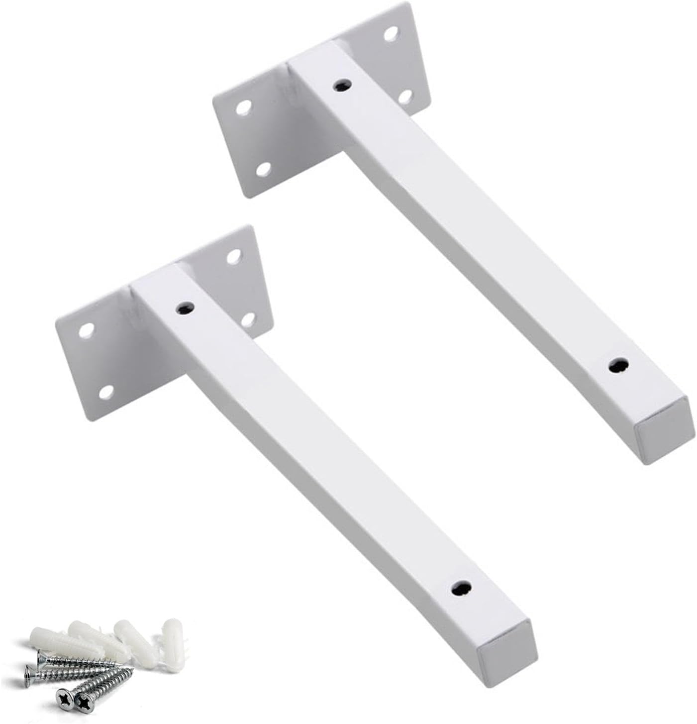 Heavy Duty Shelf Bracket,2 Pack Iron Metal Wall Mounted Floating Shelf Brackets,L-Shape Industrial Shelf Brackets & Supports,for Modern Furniture Decorations Hardware - White,500mm/19.7in