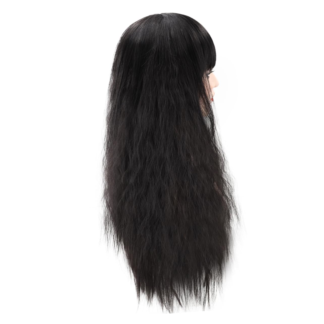 Long Curly Human Hair Lace Front Wig for Black Women Corn Perm Wig Cover