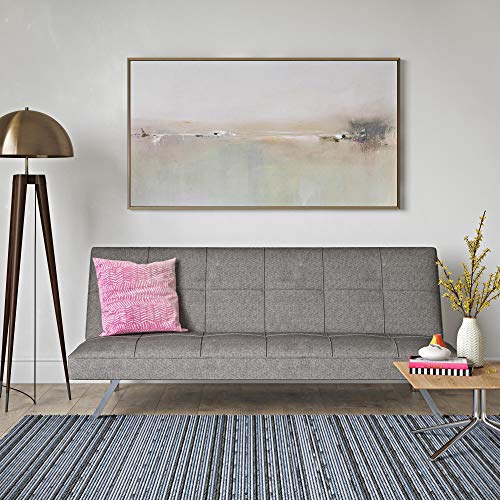 Modern Fabric Sofa Bed Futon with Chrome Legs stainle Leg Convertible Folding Sofa Bed, 3 Angles Adjustable Back for Compact Living Spaces,Apartments Office Dorms (Gray)