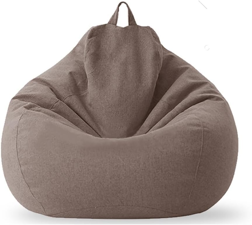 (Without Filler Large Small Lazy Sofas Cover Chairs Cover Cloth Lounger Seat Bean Bag Pouf Puff Couch Living Room Beanbags Cover,Brown,70X80cm
