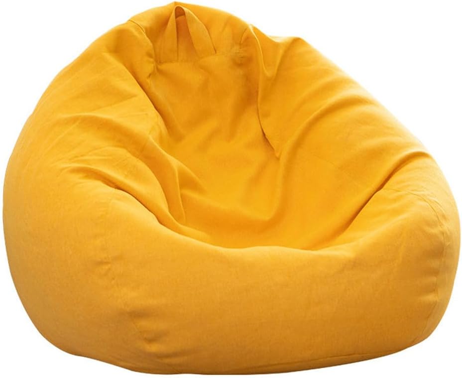 Yellow,XL, Cotton and Linen Bean Bag Cover for Lazy Sofa (No Filler), Beanbag Cover for Sofa with Zipper, Lightweight and Convenient, for Organizing Kid's and Adults Room