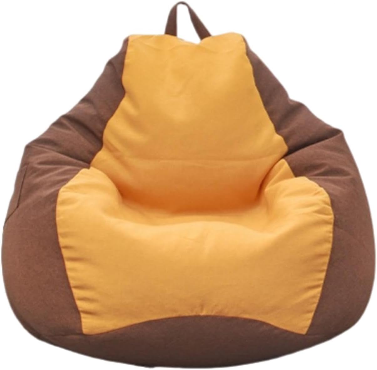 NIBHZ Bean Bag Cover - Cotton and Linen Slipcover - Zippered Bean Bag Sofa Cover Without Filler,Yellow Brown-70cmx80cm