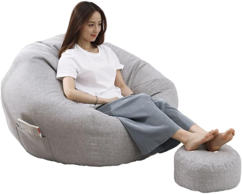 Lazy Sofas Cover Chairs, Comfortable Bean Bag Couch, Minimalist Sofas Portable Handle Double Needle Sewing Process, Beanbags (No Filler),Blue,L