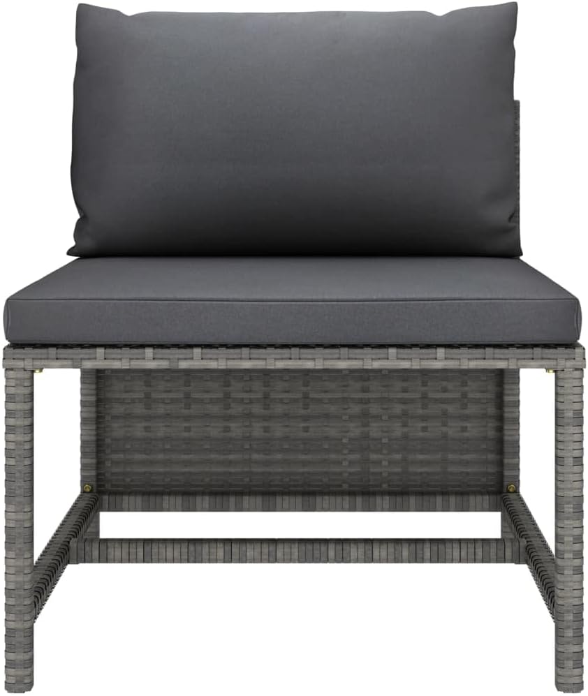 SKM Middle Sofa Grey PE Rattan, Steel, Fabric (100% Polyester) One Size,Grey (Weight 12.35KG)