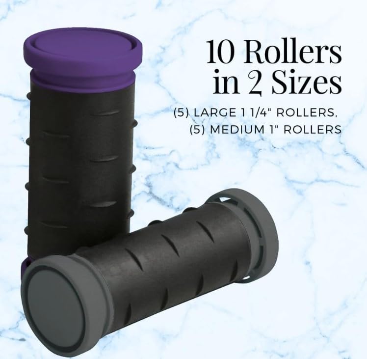 Travel Size Professional 1.25" Compact Ceramic Hot Hair Rollers, 10 Piece Set, Anti-Static Technology, Ionic, Black (Pack Of 1)