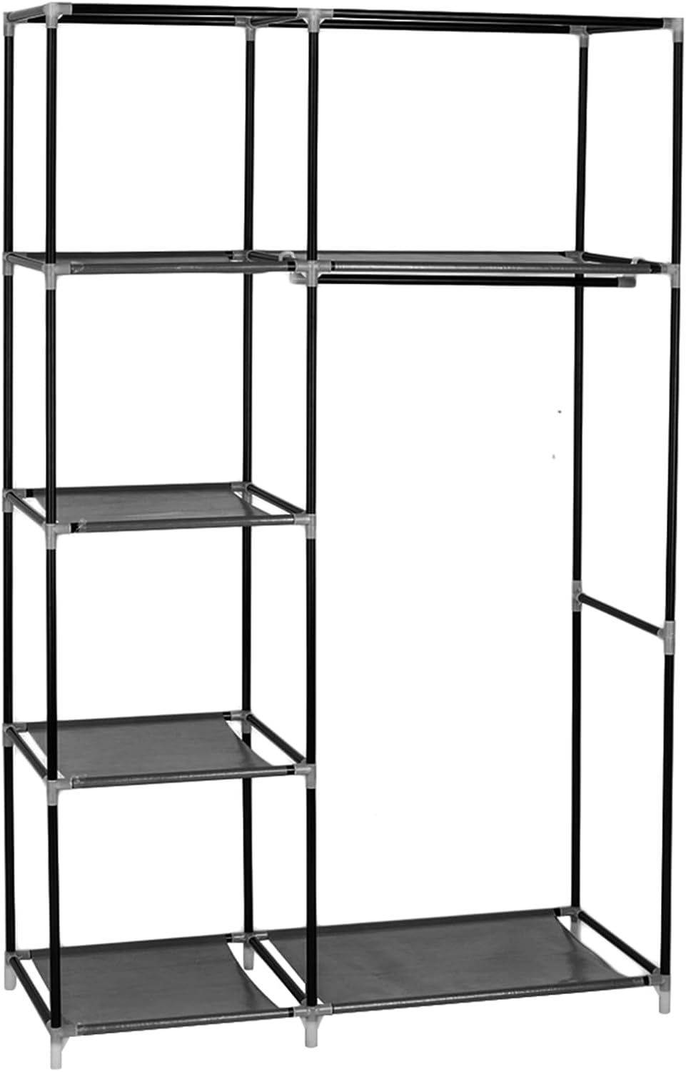 64" Portable Closet Storage Organizer Wardrobe Clothes Rack with Shelves Black