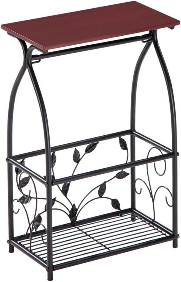 Rectangular Metal Side Table, 2-Tier End-Table with Magazine Storage for Bedroom,Living Room,Bedside Table Nightstands for Bedroom, Bathroom Table for Storage, Accent Table Furnitures