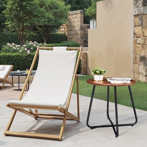 Side Table, Round End Table for Living Room, Bedroom, Nightstand with Steel Frame for Small Spaces, Accent Coffee Table