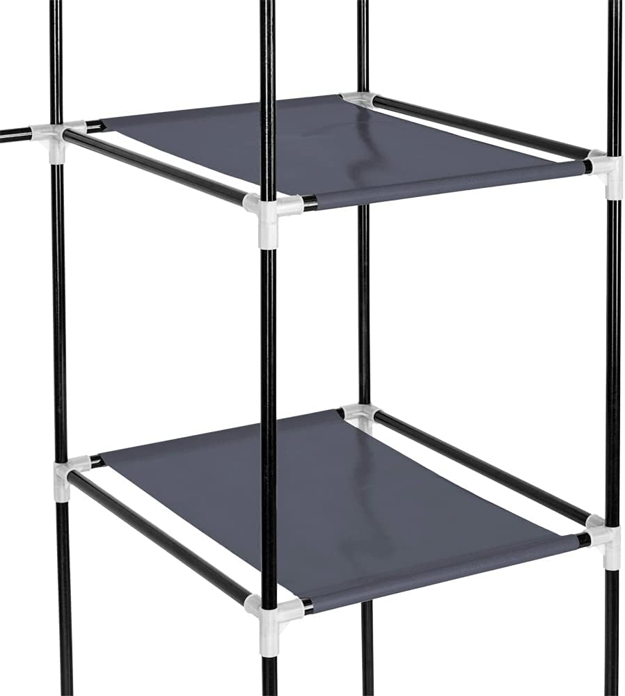 67" Portable Clothes Closet Wardrobe with Non-Woven Fabric and Hanging Rod Quick and Easy to Assemble Gray