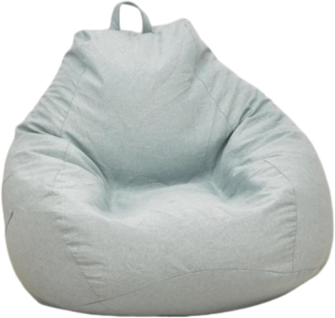 NIBHZ Bean Bag Cover - Cotton and Linen Slipcover - Zippered Bean Bag Sofa Cover Without Filler,Green-70cmx80cm