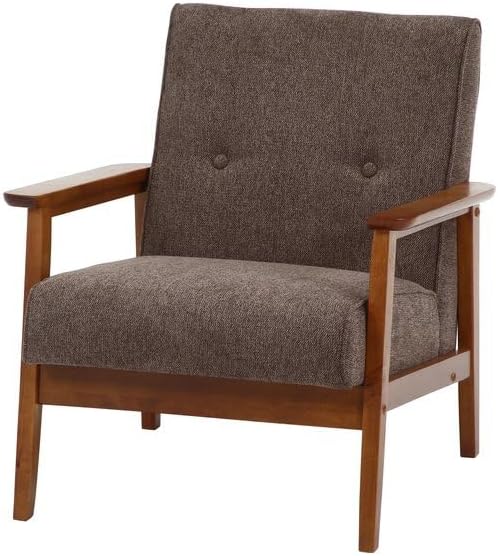 Fuji Boeki 71733 Thick Fabric Sofa, Meat, Single Seat, Width 25.2 x Depth 28.3 x Height 27.6 inches (64 x 72 x 70 cm), Brown, Compact Size, Natural Wood