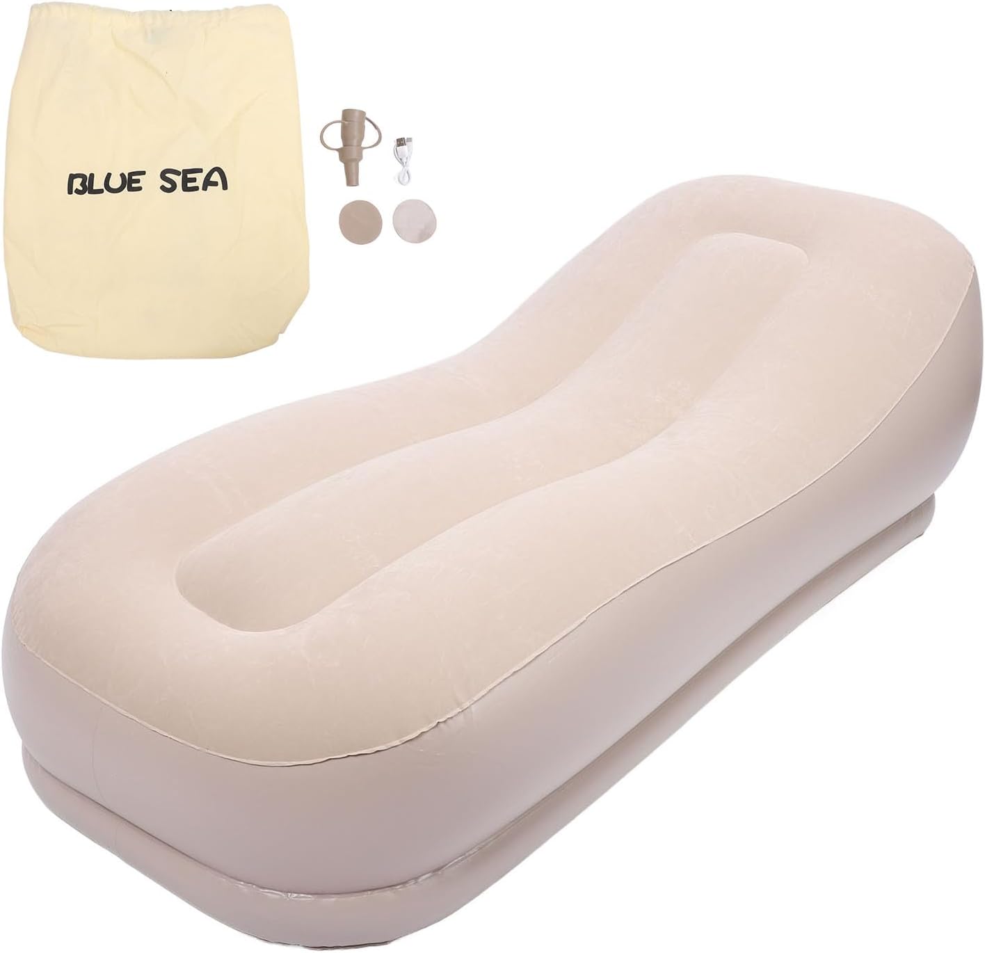 Self Inflating Sofa Fast Inflation Ergonomic Skin Friendly Portable Blow Up Sofa Chair for Camping Home Use 68.9x29.5x19.7in