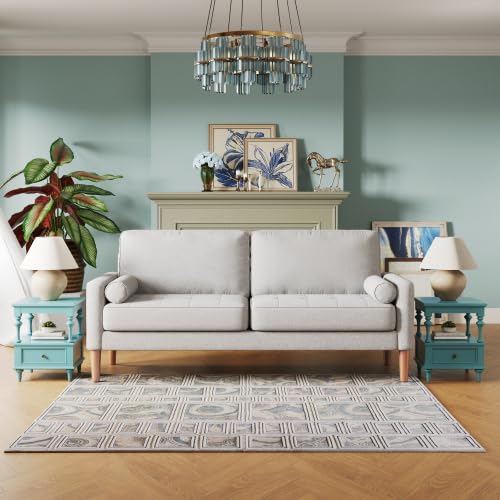 67.7'' Small Couch Loveseat, Modern Fabric Mini Futon Sofa Love Seats, Upholstered Comfy 2 Seater Couches with Mattress for Living Room Office, Fouton Sofas Love Seat, Deep Seat (Beige)