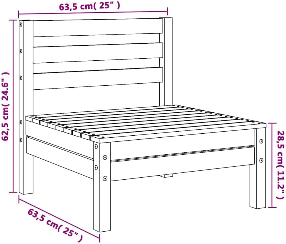 Couch with Cushions, Middle Sofa White Solid Pine Wood Standard Modular Middle Sofa