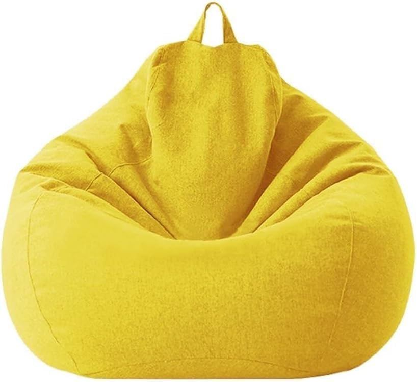(Without Filler Large Small Lazy Sofas Cover Chairs Cover Cloth Lounger Seat Bean Bag Pouf Puff Couch Living Room Beanbags Cover,Yellow,70X80cm