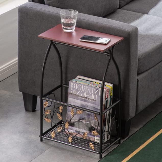 Rectangular Metal Side Table, 2-Tier End-Table with Magazine Storage for Bedroom,Living Room,Bedside Table Nightstands for Bedroom, Bathroom Table for Storage, Accent Table Furnitures