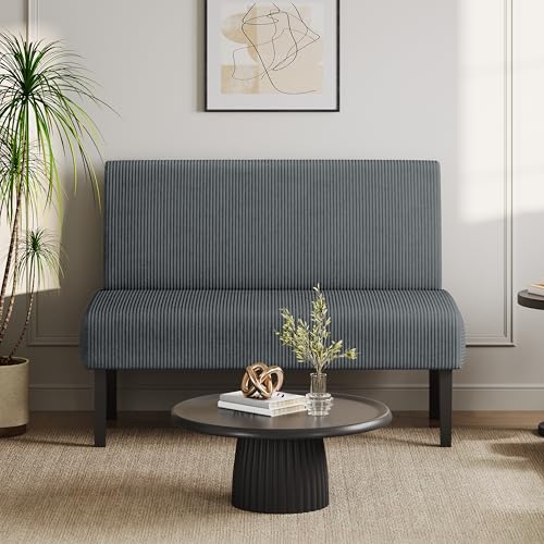 Yaheetech Small Mini Sofa Couch Armless Loveseat Futon for Bedroom, Corduroy Fabric & Easy Assembly, for Small Spaces Living Room,Dorm,Office,Apartment, Dark Grey