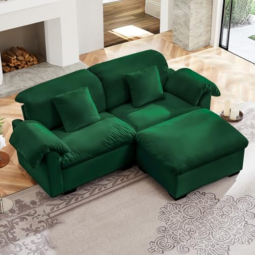 Velvet Upholstered Couches Storage Ottoman for Oversized Modular Sectional Sofa, Tan