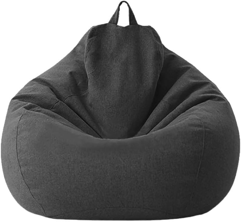 (Without Filler Large Small Lazy Sofas Cover Chairs Cover Cloth Lounger Seat Bean Bag Pouf Puff Couch Living Room Beanbags Cover,Dark Gray,70X80cm